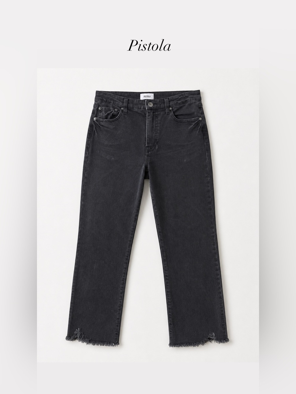 Pistola  Washed Black Straight/slightly flared raw hem jeans